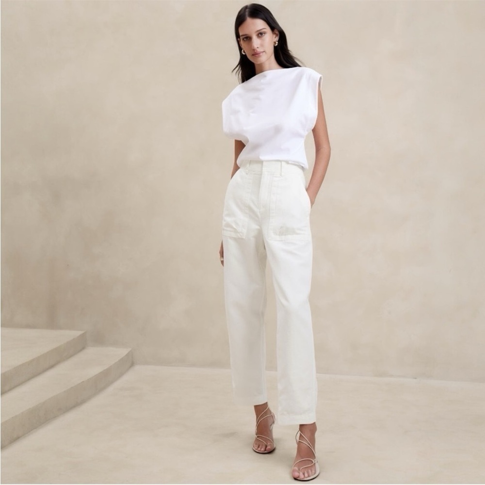 NWT! Banana Republic Ivory Mya Cotton-Linen Cargo Pant - Multiple